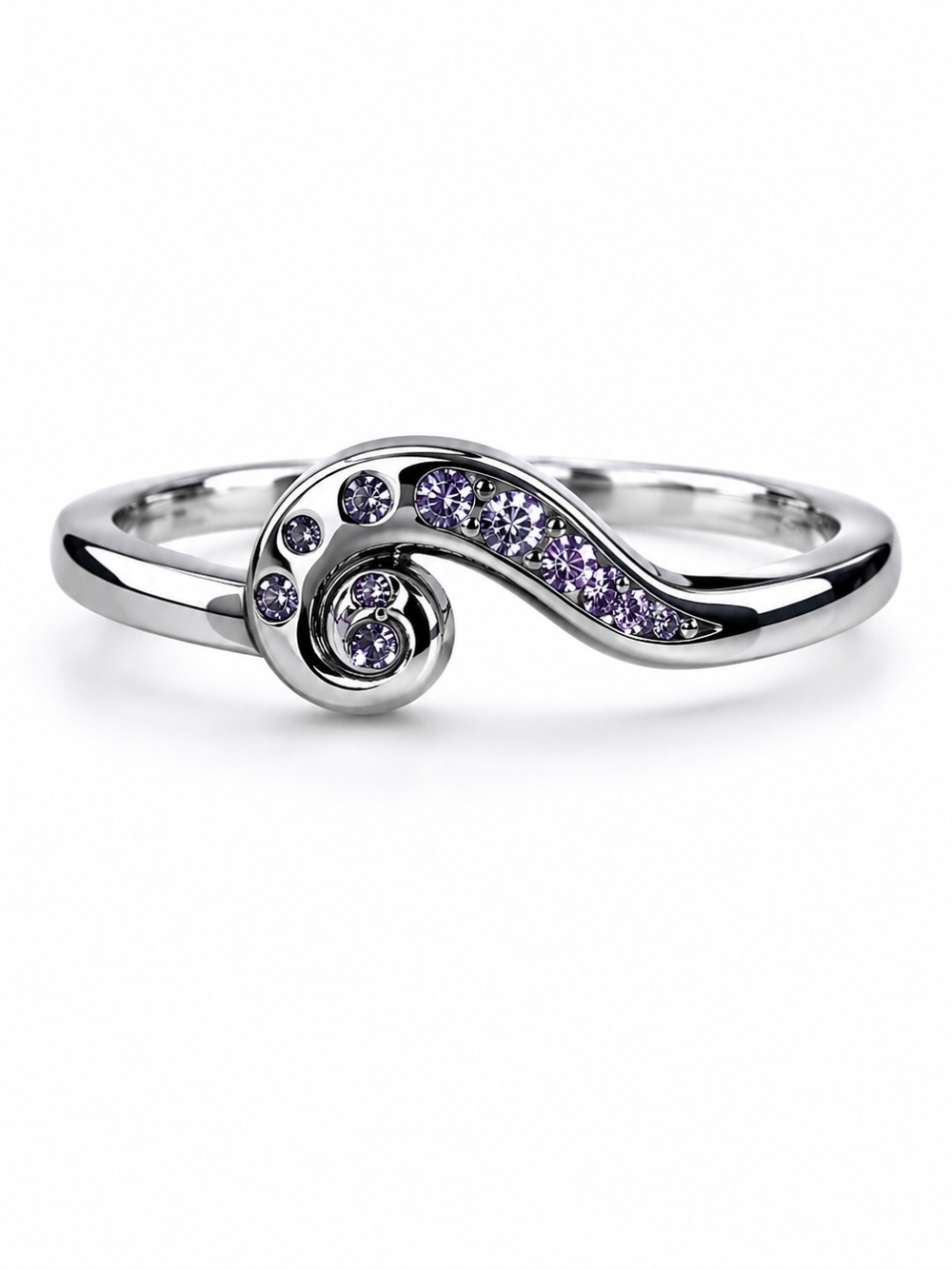 $5 When Bundled - Silver Tentacle Ring with Clear Crystals